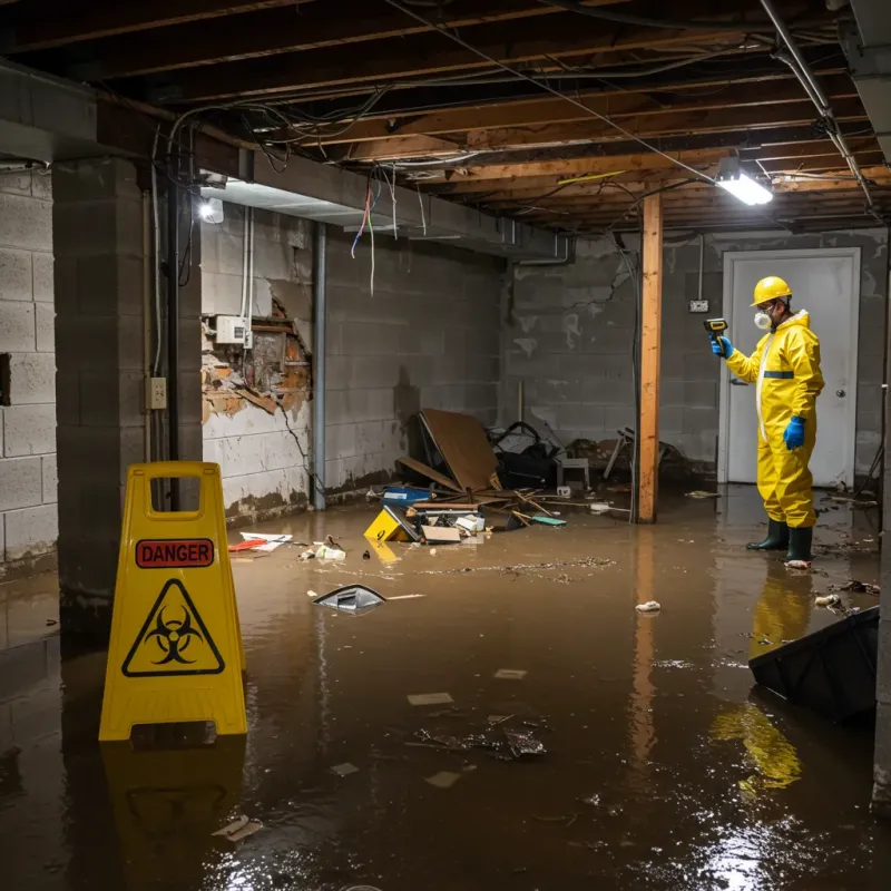 Flooded Basement Electrical Hazard in Oakwood, NY Property